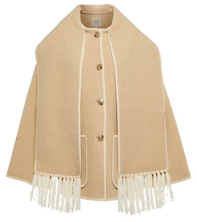 Shop Totême Scarf-detail Wool-blend Jacket In Harvest