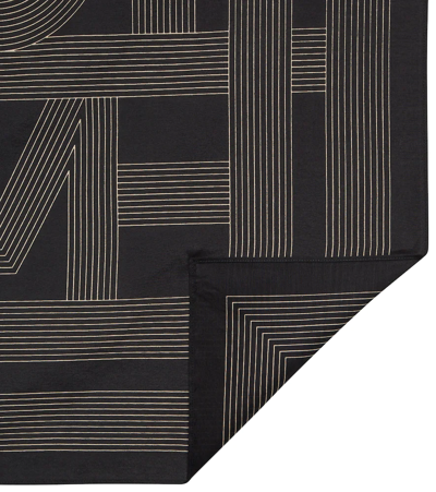Shop Totême Logo Cotton And Silk Scarf In Black