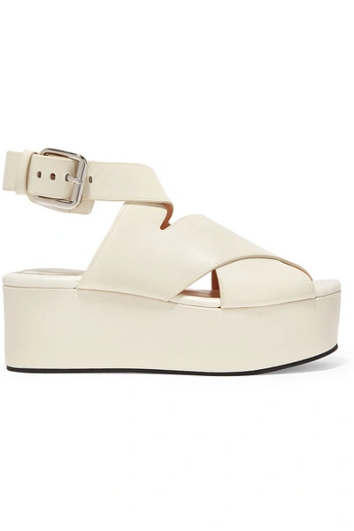 Alexander Wang Woman Rudy Leather Platform Sandals White In Ivory