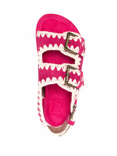 Mou Double-buckle Flat Sandals In Fuchsia