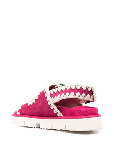 Mou Double-buckle Flat Sandals In Fuchsia
