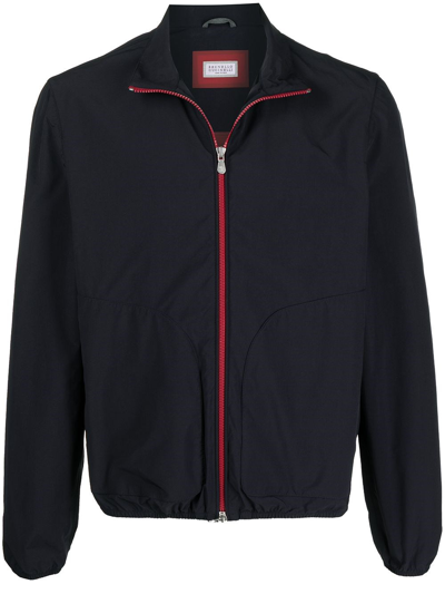 Shop Brunello Cucinelli Lightweight Jacket With Zip In Blue