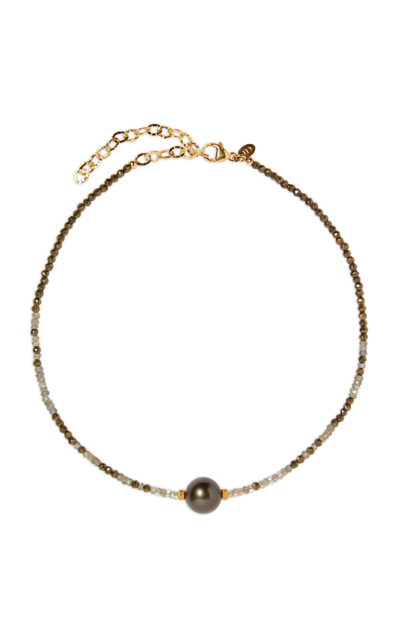Shop Joie Digiovanni 14k Yellow Gold Labradorite; Pearl Necklace In Blue