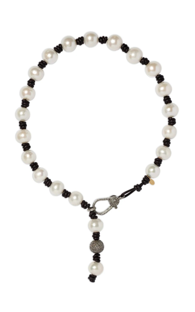Shop Joie Digiovanni Pearl And Leather Necklace In Black