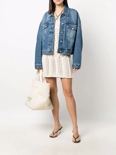 Shop Acne Studios Cropped Denim Jacket In Blue