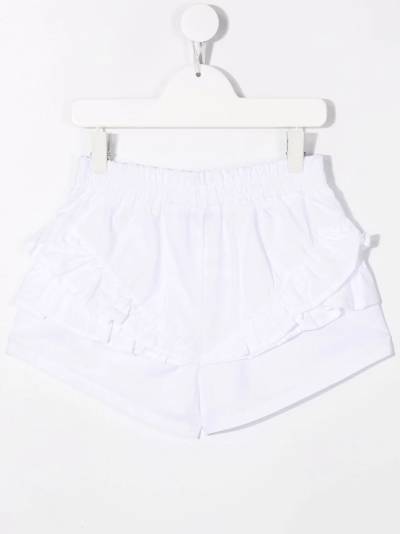 Shop Pinko Ruffled-detail Shorts In White