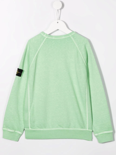 Shop Stone Island Junior Logo-patch Sleeve Jumper In Green