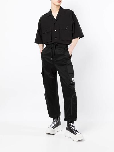 Shop Ports V Drawstring Cargo Trousers In Black