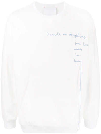Shop Ports V Slogan-print Crew Neck Sweatshirt In White