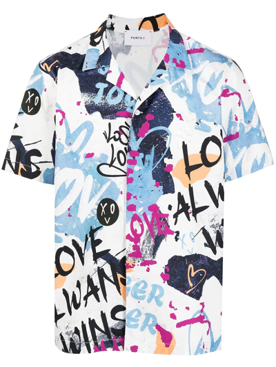 Shop Ports V Graffiti-print Short-sleeved Shirt In Multicolour