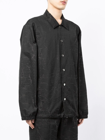 Shop Ports V Patterned Button-up Shirt In Black