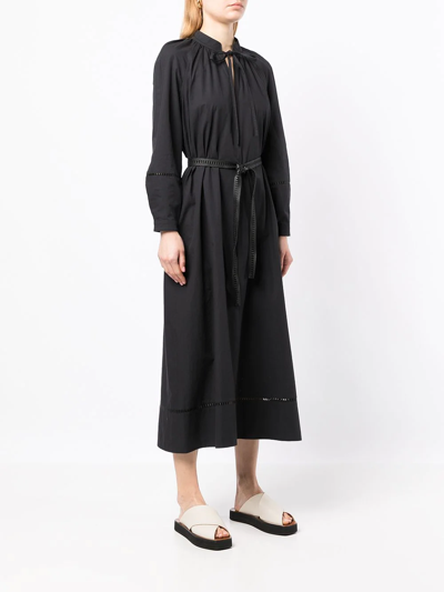 Shop Yves Salomon Belted Midi Shirt Dress In Black