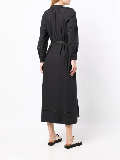 Shop Yves Salomon Belted Midi Shirt Dress In Black