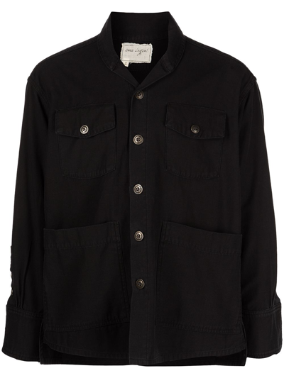 Shop Greg Lauren Shawl-collar Cotton Shirt Jacket In Black