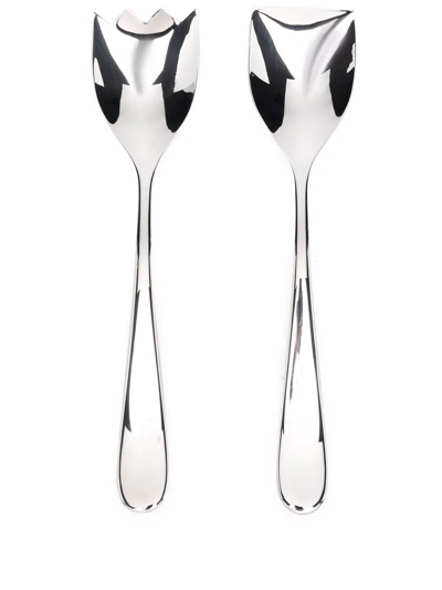 Shop Alessi Cutlery Set Of 2 In Silver
