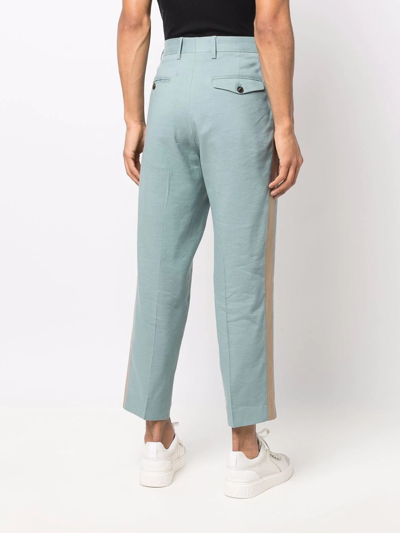 Shop Etro Cropped Chino Trousers In Blue