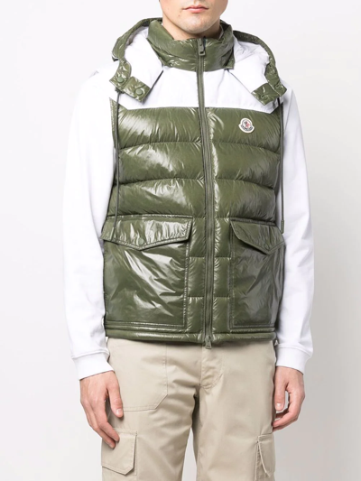 Moncler Khaki & White Down Genichi Vest | ModeSens