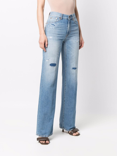 Dondup Distressed Wide-leg Jeans In Blue