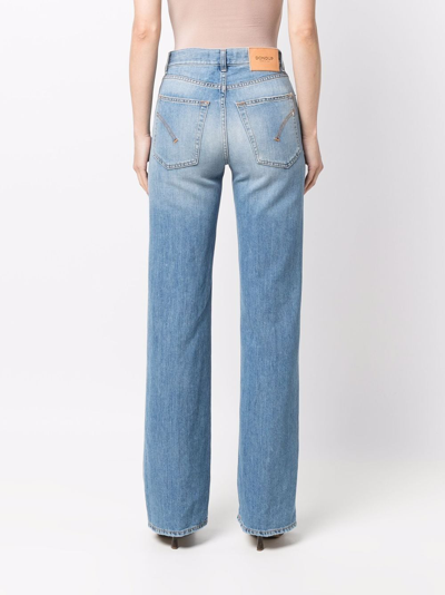 Shop Dondup Distressed Wide-leg Jeans In Blue