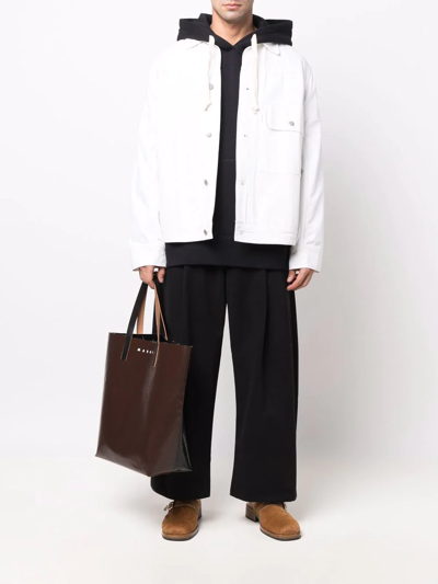 Studio Nicholson Sorte Pleated Cotton-twill Wide-leg Trousers In Black