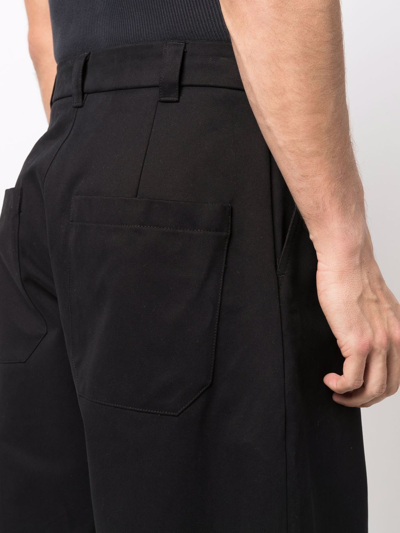 Studio Nicholson Sorte Pleated Cotton-twill Wide-leg Trousers In Black