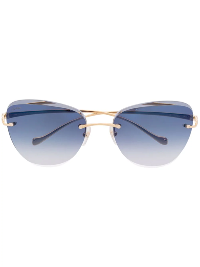 Shop Cartier Cat Eye-frame Rimless Sunglasses In Gold