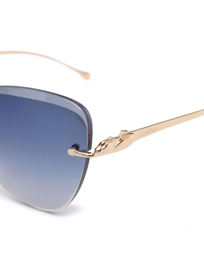 Shop Cartier Cat Eye-frame Rimless Sunglasses In Gold