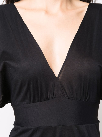 Shop Eres Aurore Gathered-detail V-neck Dress In Black