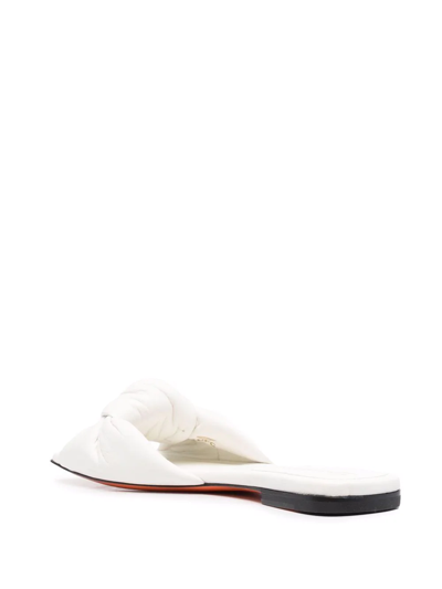 Shop Santoni Knot-strap Leather Slide Sandals In White