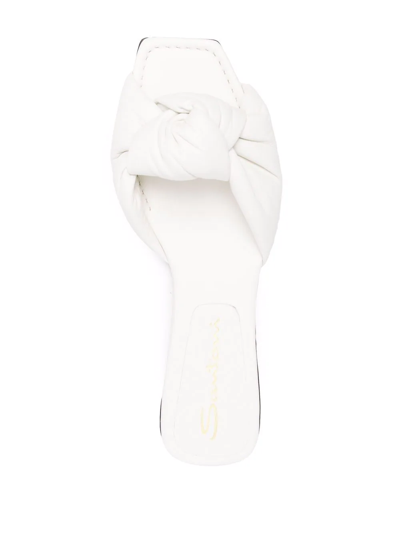 Shop Santoni Knot-strap Leather Slide Sandals In White