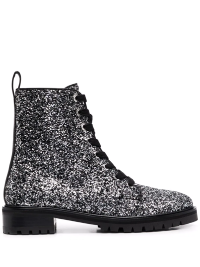 KATE SPADE GLITTER-DETAIL LACE-UP BOOTS 