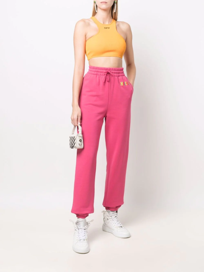 Shop Moschino Logo-print Organic Cotton Sweatpants In Pink