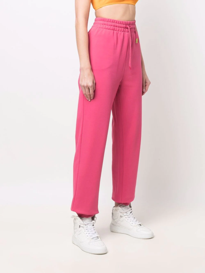 Shop Moschino Logo-print Organic Cotton Sweatpants In Pink