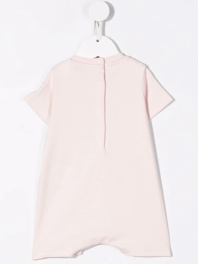 Moncler Embroidered-logo Shorties In Pink