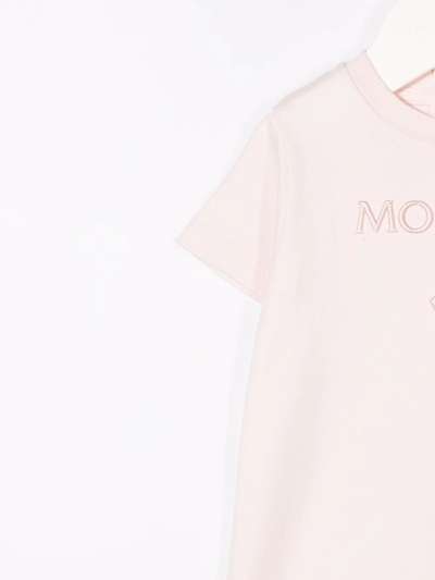 Moncler Embroidered-logo Shorties In Pink