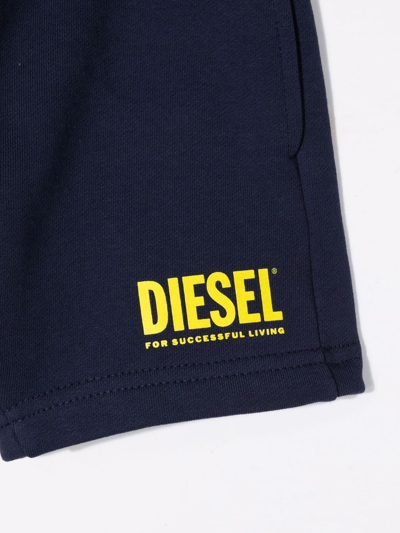 Shop Diesel Logo-print Jersey Shorts In Blue