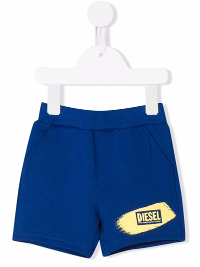 Shop Diesel Logo-print Shorts In Blue