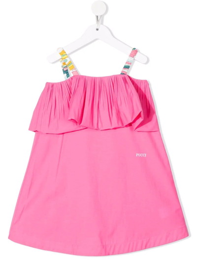 Shop Emilio Pucci Junior Ruffle-trimmed Mini Dress In Pink