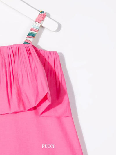 Shop Emilio Pucci Junior Ruffle-trimmed Mini Dress In Pink
