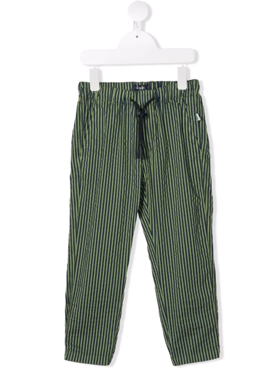 Il Gufo Drawstring Striped Trousers In Blue