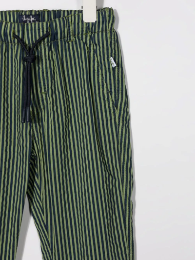 Il Gufo Drawstring Striped Trousers In Blue