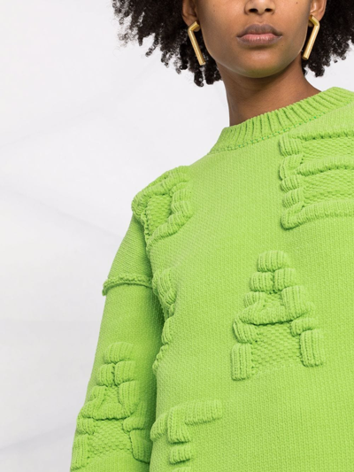 Shop Bottega Veneta Alphabet-motif Chenille Jumper In Green