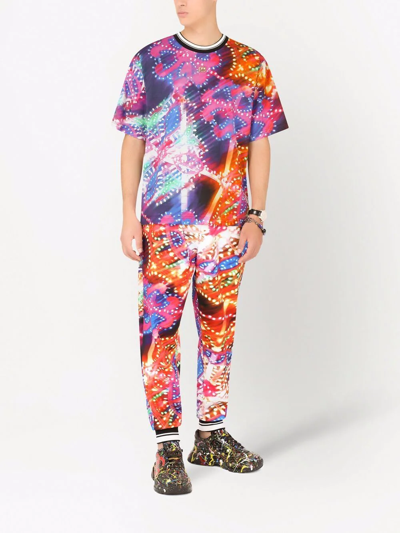 Dolce & Gabbana Illumination Print Cotton T-shirt In Blue