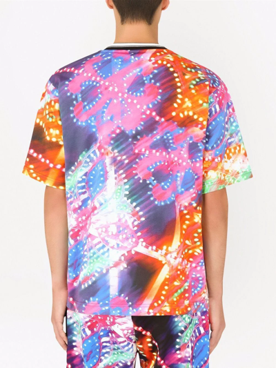 Dolce & Gabbana Illumination Print Cotton T-shirt In Blue