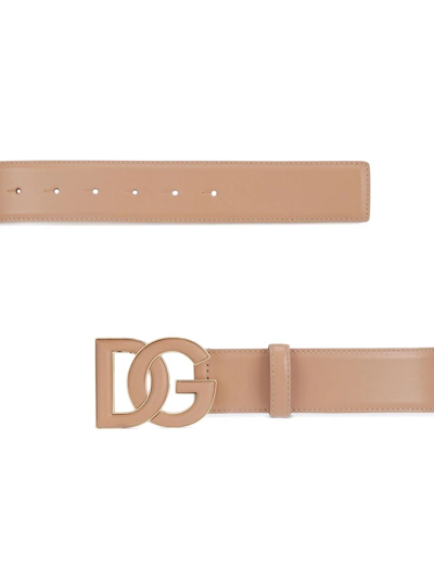 Shop Dolce & Gabbana Dg-logo Leather Belt In Neutrals