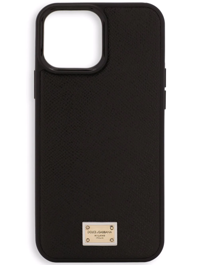 Shop Dolce & Gabbana Leather Iphone 13 Pro Max Case In Black
