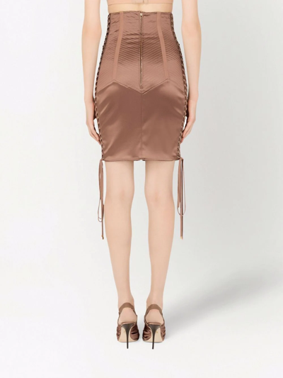 Shop Dolce & Gabbana Lace-up Satin Miniskirt In Black