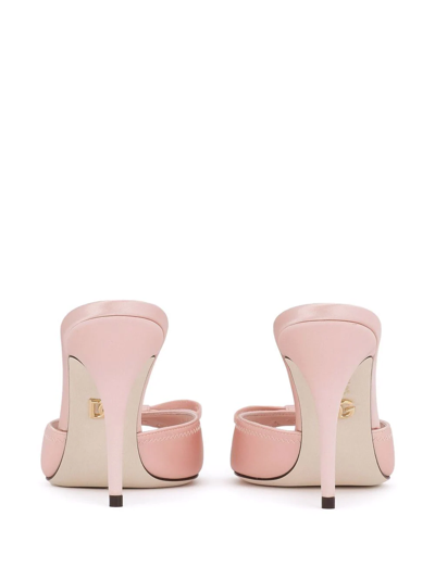 Shop Dolce & Gabbana Bow-embellished Mules In Pink