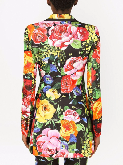 Shop Dolce & Gabbana Floral Printed Blazer In Black