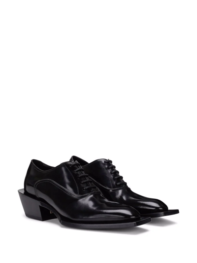 Shop Dolce & Gabbana Block-heel Leather Oxford Shoes In Black